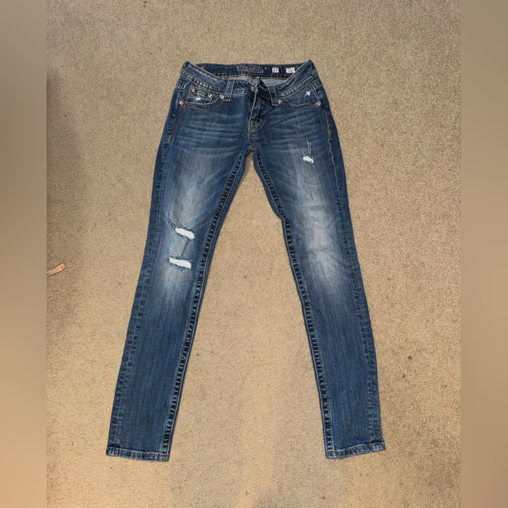Miss me Stylish Blue Distressed Women signature skinny Jeans